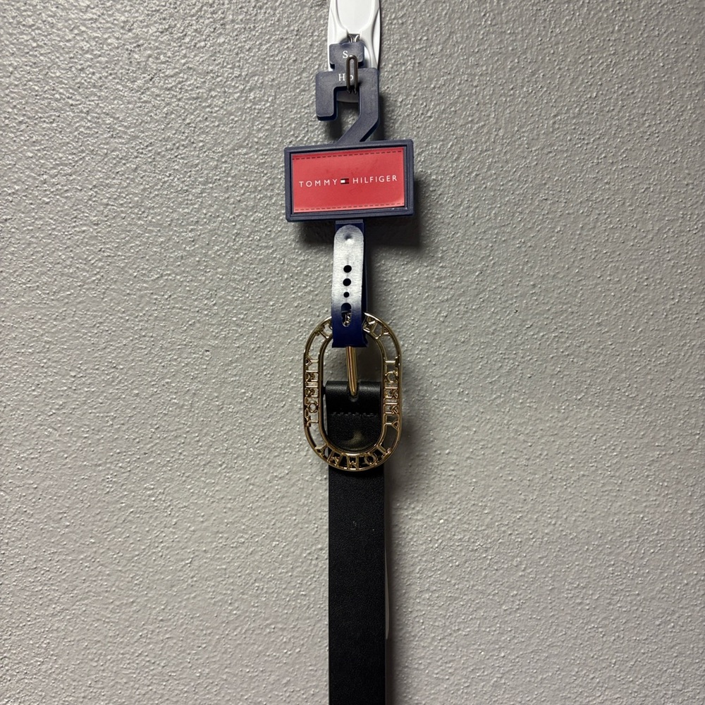 Tommy Hilfiger Black Belt with Gold Accent